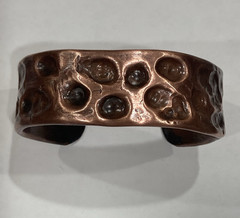 Handmade air chased Copper Cuff Bracelet, Open Cuff Style, 7 in, No Stone