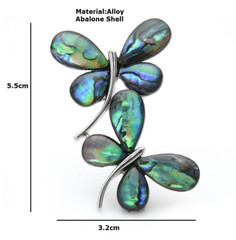Wuli&baby Blue Abalone Shell 2 Butterfly Brooches Insect Brooch Pins For Women