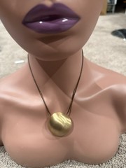 Gold Pendant Circle Necklace Dome Chunky Statement