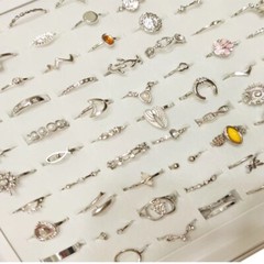 Bulk Lots 50 Antique Silver Bohemia Vintage Rings Mix Women Stone Retro Charms