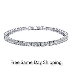 Tennis Bracelet Silver Plated With AAA Cubic Zirconia For Women Hip Hop Jewelry