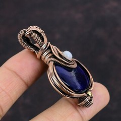 Blue Fire Labradorite Copper Gift For Briedsmaid Wire Wrapped Pendant 2.24″