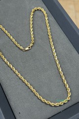 14k Solid Gold Diamond Cut 4mm Rope Chain 24” Inches