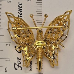 Monet Butterfly Brooch Gold Excellent Vintage Filigree Pin Accessory