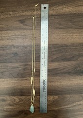 Chloe + Isabel Gilded Reeds Long Pendant Necklace Faux Green Stone Glass Crystal