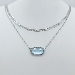 Kendra Scott Elisa Multi Strand Silver Pendant Necklace In Light Blue Illusion