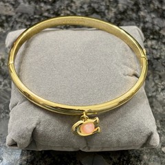 Coach Charm Gold Hinge Bangle Bracelet (One Size) New