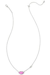 Kendra Scott Lips Pendant Necklace Silver Hot Pink Mother Of Pearl
