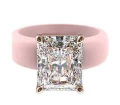 CZ Silicone Ring Pink Band Size 5 With a Square Shaped princess cut CZ