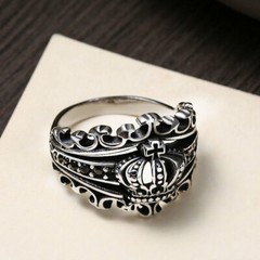 SMITH Womens Men’s Crown Ring For Women Men Silver Size 6 7 8 9 10 11 12-15