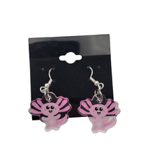 Adorable Axolotl Acrylic Dangle Earrings with Sterling Hooks 1″ x .8″