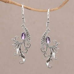 Women’s Retro Earrings Purple Artificial Crystal Phoenix Pendant Ear Hook