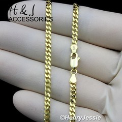 18″-24″MEN 925 STERLING SILVER 3MM GOLD PLATED MIAMI CUBAN CURB LINK NECKLACE*25