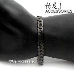 7″-11″MEN 316L Stainless Steel 6mm Black Plated Miami Cuban Curb Bracelet*B155