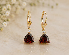 2Ct Trillion Cut Simulated Ruby Huggie Hoop Earrings 14K Yellow Gold Plated Gift