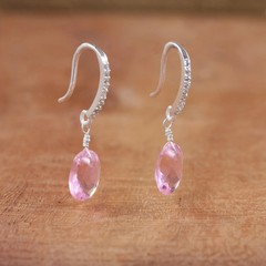 925 Silver Pink Morganite Earrings, Elegant Drop Earrings, Everyday Jewelry