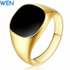 18ct Gold Filled Black Onyx Mens Signet Wedding Band Pinky Ring Size 7-12