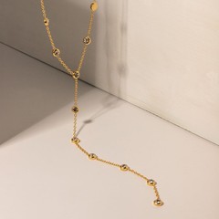18K Gold Plated Zircon Y Necklace Stainless Steel Long Chain