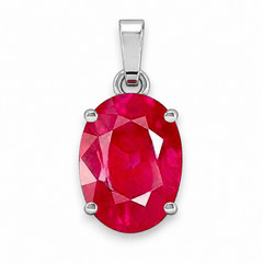 10 Carat Red Ruby Pendant Gemstone Silver Plated Men Women Gift