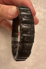 Black Rutilated Quartz Rectangle Beaded Bracelet Soft Bangle(13.1×8.5×5.2mm)