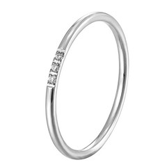 Stainless Steel Thin CZ Band Women 1mm Geometric Prong Classic Wedding Jewelry