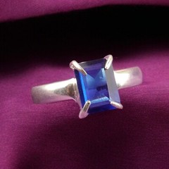925 Sterling Silver Handmade Jewelry Blue Sapphire Gemstone Ring All Size DM
