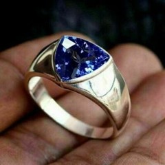 3Ct Trillion Simulated Tanzanite Halo Women’s Ring 14K White Gold Plated Silver