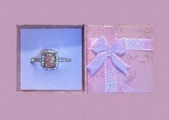 Dazzling Pink Fire Opal CZ Halo Square Ring Size 10