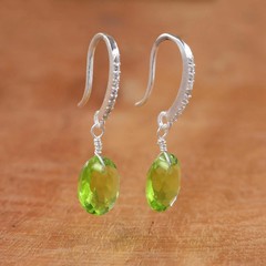 925 Silver Peridot Earrings, Elegant Drop Earrings, Everyday Jewelry for Women