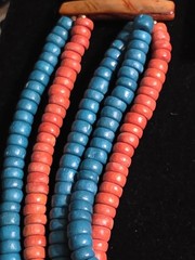 Colorful Boho 5 Strand Beaded Wood & Glass Necklace & Earrings 36 In