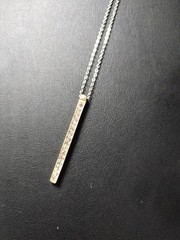 Reversible gold and silver tone bar pendant 31″w/3″ extender
