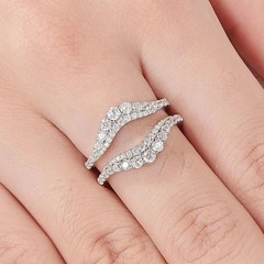 1.50 Round Simulated Diamond 14k White Gold Plated Enhancer Wrap Guard Ring