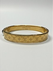 Louis Vuitton Nanogram Monogram Bangle Bracelet M00251 LE4264 Gold Tone
