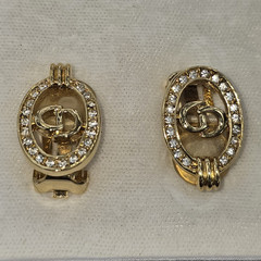 Vintage Christian Dior Clip-on Earrings Center CD Logo and Gift Box