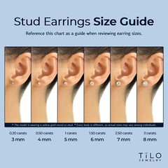 10K Real Solid Gold Solitaire Round CZ Sleeper Stud Earrings Push-back 2.5mm-8mm