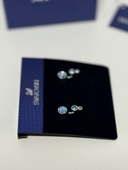 SWAROVSKI Slake Dot Pierced Earring Jackets Aqua #5201105 Blue Gemstone New