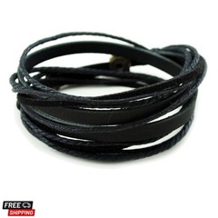 Genuine Leather Bracelet for Women & Men,Unisex Multilayer Leather Adjustable…