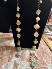 Boho Stone Necklace With Extended Chain 38 Inches Festival Summer Vibes