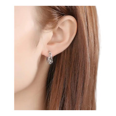Gold Plated Hoop Dangle Earrings 17mm Fashion Jewelry Women Color Gold, Silver