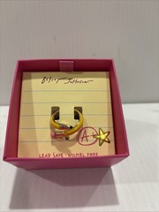 Betsey Johnson Curved Yellow Pencil & Pink Eraser Wrap Ring Size 7.5 NWT & Box