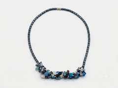 Modern Elegant Bead Necklace Unique Blue and Metallic Design for Daily Wear