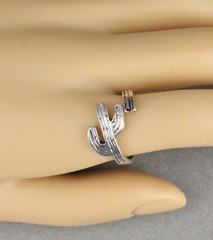 Silver cactus ring wrap adjustable statement saguaro cactus south western