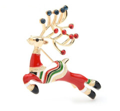 Wuli & Baby Christmas Deer Brooch Red, Gift Idea for Women, Christmas Gift