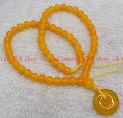 Natural 8mm Yellow Topaz & 30mm Circle Donut Gems Round Beads Necklace 16-24in
