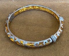 ANGELIQUE DE PARIS 925 Sterling Silver Resin VERANDA Bracelet SIGNED AP ~France