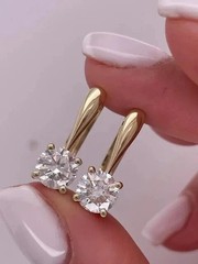3Ct Round Cut Simulated Diamond Drop Clip On Earring In 14K Yellow Gold Plated