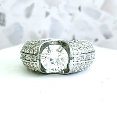 3.2 CT Round Cut 14k Gold 925 Solid Simulated Sapphire Pave Women’s Ring