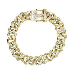 Special Occassion!! Gold Chain 12mm Necklace With Pave CZ’s All Over, Looks L…