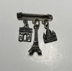 Vintage Metal Paris Souvenir Brooch Eifle Tower Pin