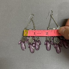 Purple Teardrop Chandelier Dangle Drop Earrings 3.5 In Womens Filigree Jewelry